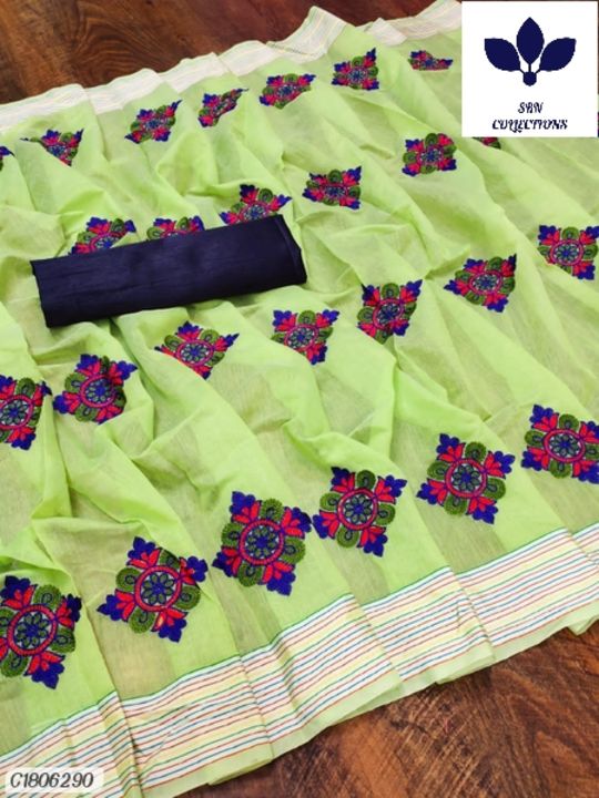Catalog Name:* Trendy Embroidered Cotton Saree uploaded by 🌺ATTRACTIVE COLLECTIONS 🌺 on 8/15/2021
