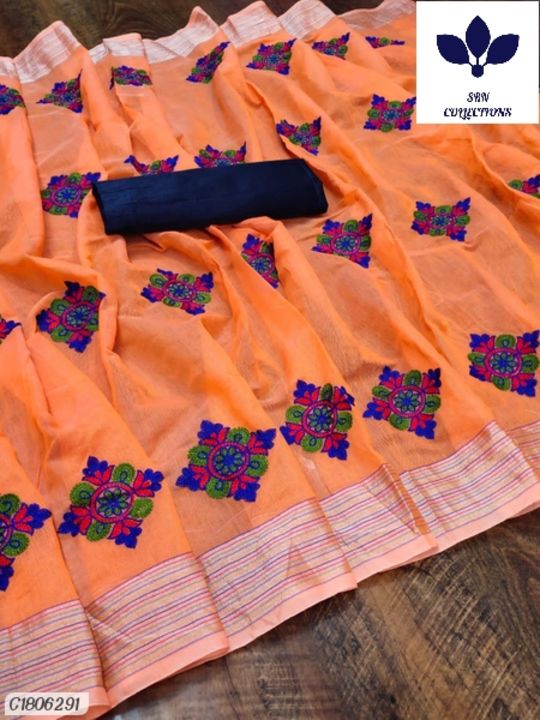 Catalog Name:* Trendy Embroidered Cotton Saree uploaded by 🌺ATTRACTIVE COLLECTIONS 🌺 on 8/15/2021