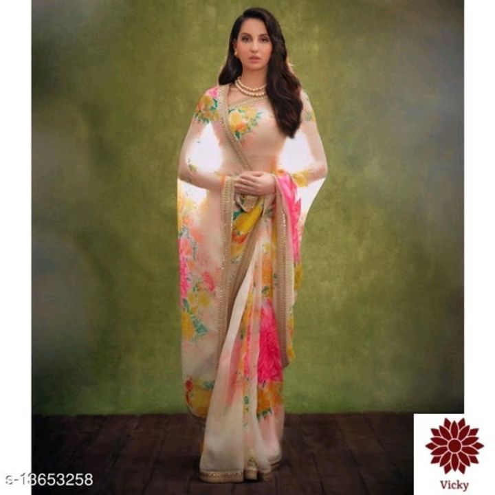 Post image Catalog Name:*Chitrarekha Fashionable Sarees*Saree Fabric: GeorgetteBlouse: Running BlouseBlouse Fabric: Dupion SilkPattern: SolidBlouse Pattern: PrintedMultipack: SingleSizes: Free Size (Saree Length Size: 5.5 m, Blouse Length Size: 0.8 m) 
Dispatch: 2-3 DaysEasy Returns Available In Case Of Any Issue*Proof of Safe Delivery! Click to know on Safety Standards of Delivery Partners- https://ltl.sh/y_nZrAV3 MRP 1150