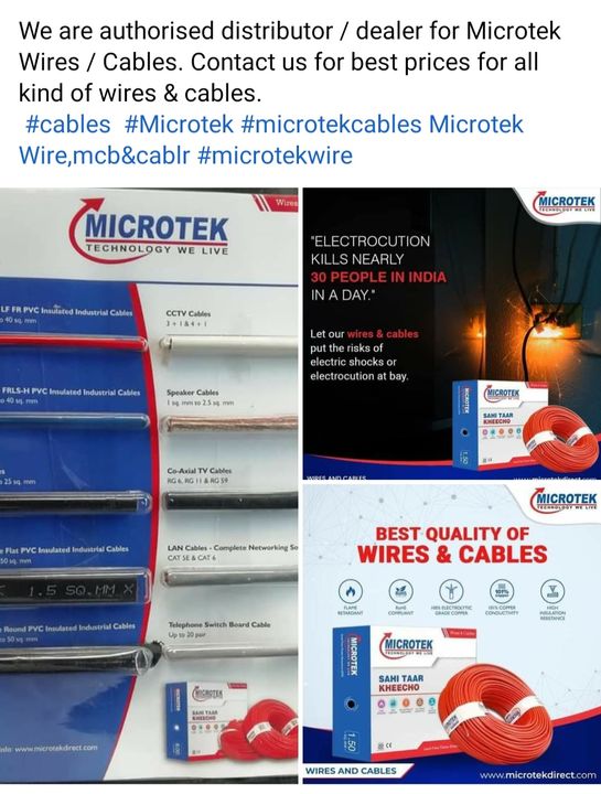Post image We are authorised distributor / dealer for Microtek Wires / Cables. Contact us for best prices for all kind of wires &amp; cables.  #cables #Microtek #microtekcables Microtek Wire,mcb&amp;cablr #microtekwire