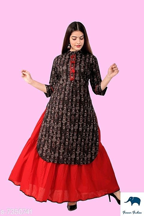 Printed kurta set with skirt uploaded by business on 8/31/2020