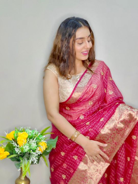Red Colour Handwoven Soft Pure weav organza Saree uploaded by business on 8/16/2021