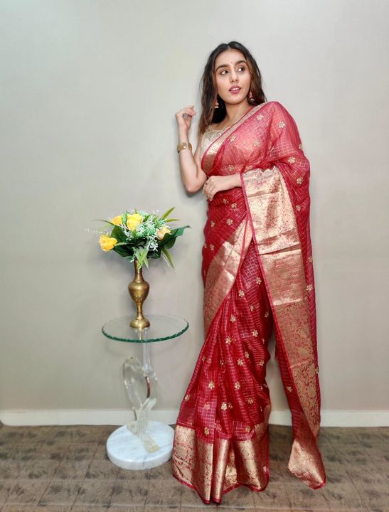 Red Colour Handwoven Soft Pure weav organza Saree uploaded by BT TEX Bhagwati Textile on 8/16/2021