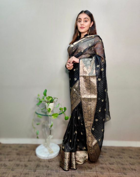 Black Color Handwoven Soft Pure weav organza Saree uploaded by BT TEX Bhagwati Textile on 8/16/2021
