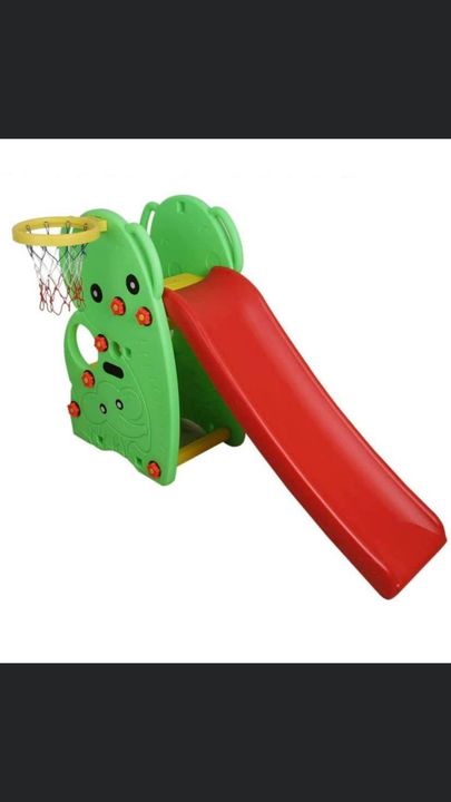Post image Colorful 2 in 1 Junior Plastic Garden Slide with Basketball Ring for Kids/ Toddlers/ PreschoolersFeatures &amp; details* FEATURES: 1) ANTI SKID LADDER LEGS - Slide is equipped with two Anti Skid Ladder Legs which will prevent skidding of the child's legs while climbing up the ladder ; 2) 2 in 1: Kids can enjoy slide plus have fun while playing basketball. 3) ROUNDED CORNERS AND RAILS - Rounded Corners and hand rails for the extreme comfort of your Child.; 4) FOLDABLE - Folds down for easy storage in a garage or shed* MATERIAL: These NHR Slides are Made of high grade, non-toxic, BPA Free plastic. This Slides for Children are Quality Checked at the most stringent level for the safety of Babies and Toddlers. Every minor point is considered to give safest product to your Baby.* SENSORY DEVELOPMENT OF KIDS: 1) Enhance physical and balancing skills 2) Develops eye hand coordination of your little ones 3) Perfect beginner's slide, especially for juniors. 4) When babies are sliding, it will promote their tactile sensing and coordination ability* EASY TO INSTALL AND USE: It can be easily assembled in and around home, school, garden and courtyard PERFECT GIFT: This slide is the best Toy you can GIFT a child.* DIMENSIONS (cm): H-160, B-82, L-106