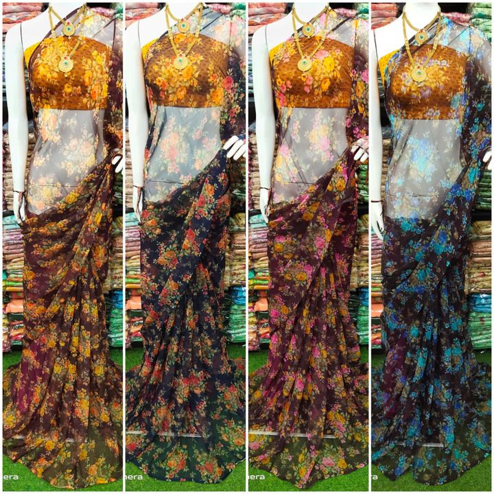 Georgette Saree + shipping 70/ rs par kg extra uploaded by business on 8/17/2021