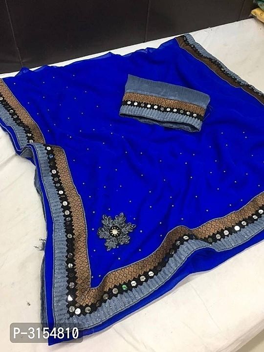 Heavy marble Georgette saree with moti work uploaded by Agrawal women fashion  on 8/31/2020