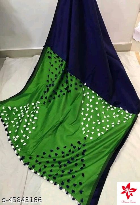 Fancy pom pom saree whit blouse pic , uploaded by business on 8/17/2021