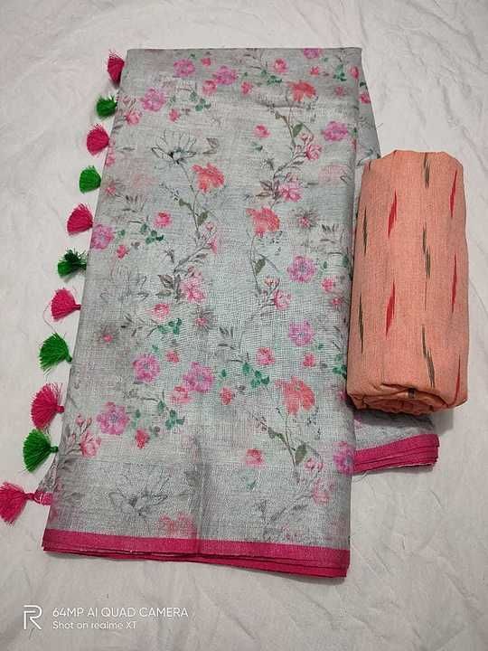 Post image Pure Linen sarees 
Digital printing
With blouse 
Length:-6.5m