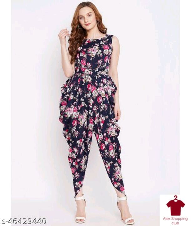 Post image Price 800 Stylish Fabulous Women Jumpsuits
Fabric: CrepeSleeve Length: SleevelessPattern: Printed,SolidMultipack: 1Sizes: S (Bust Size: 33 in, Length Size: 56 in, Waist Size: 26 in) XL (Bust Size: 39 in, Length Size: 59 in, Waist Size: 32 in) L (Bust Size: 37 in, Length Size: 58 in, Waist Size: 30 in) XXL (Bust Size: 41 in, Length Size: 60 in, Waist Size: 34 in) M (Bust Size: 35 in, Length Size: 57 in, Waist Size: 28 in)