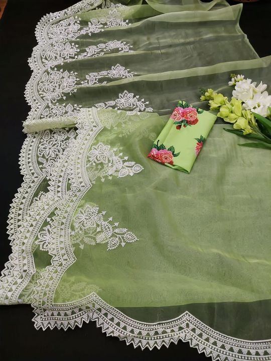 Beautiful Organza Embroidered Saree uploaded by Ishaanis on 8/19/2021
