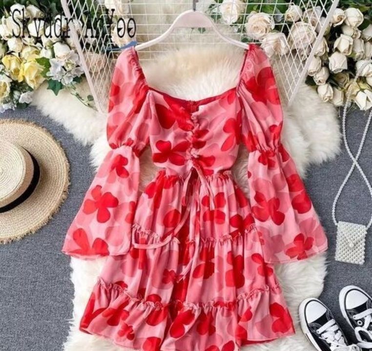Red flower one piece dress uploaded by business on 8/19/2021