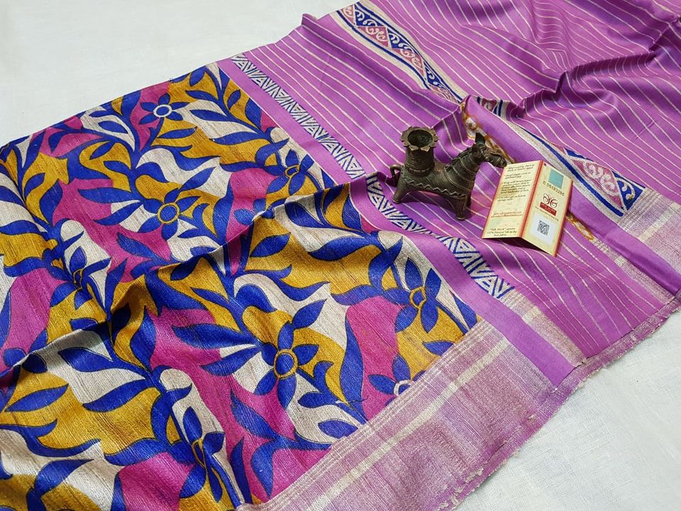 Block print silk saree uploaded by Om handloom on 8/19/2021
