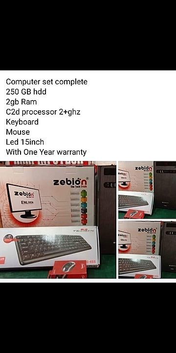 Full new computer set one year warranty.
Led
Keyboard
Mouse
250 hdd
2 gb ram
Doul core  uploaded by business on 9/1/2020