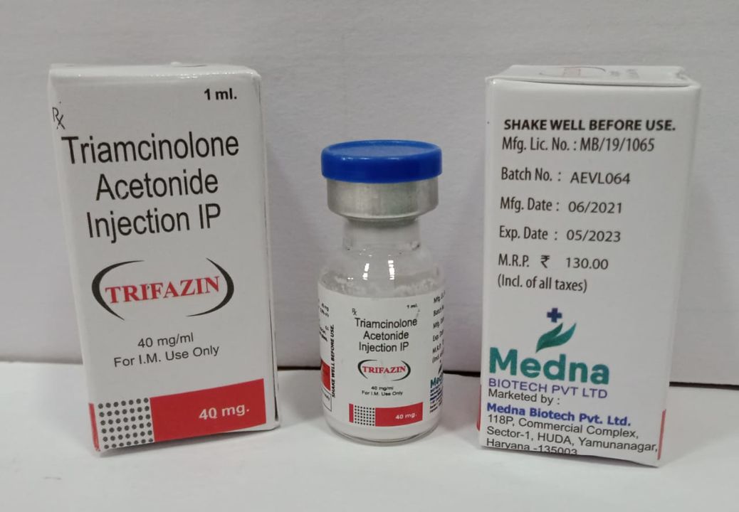 Triamecelone 40 MG single packaging uploaded by Medna Biotech Pvt Ltd on 8/20/2021