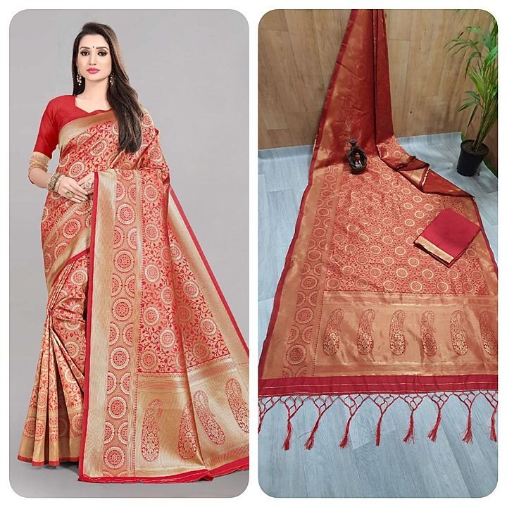 Banarasi silk jacquard saree
Saree length 6.2 meter uploaded by business on 9/1/2020