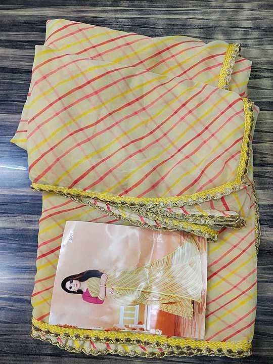 New lehriya bhadhani sarees 


Fabric=pure Georgette 
With lace border 

Blouse=banglori
With lace b uploaded by business on 9/1/2020