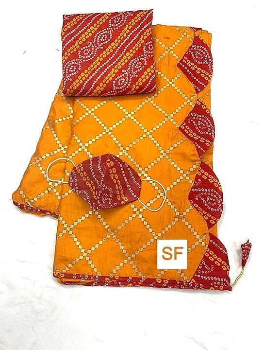 *Fabrics - Dola foil*

*Bandhej double piping and cutwork with finishing of saree bandhej combinatio uploaded by business on 9/1/2020