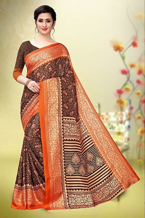 Vichitra silk printed saree with designer blouse uploaded by business on 9/1/2020