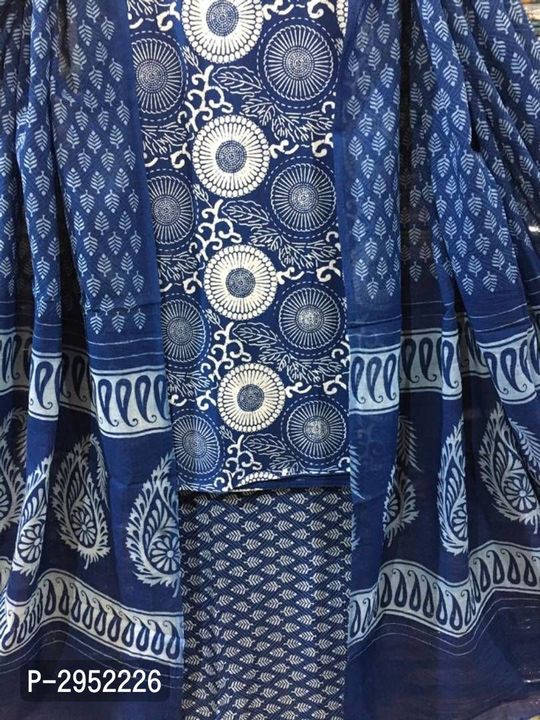 Indigo Hand Printed Cotton Dress Material for Women's

 Fabric:  Cotton

 Type:  Dress Material with uploaded by business on 8/22/2021