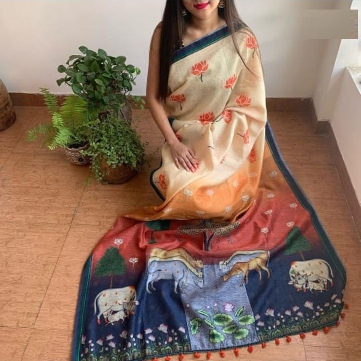 Post image New pure beautiful linen saree in beautiful colour