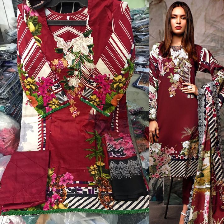 3 piece fully Stiched pakistani lawn suits uploaded by Flafia boutique on 8/22/2021