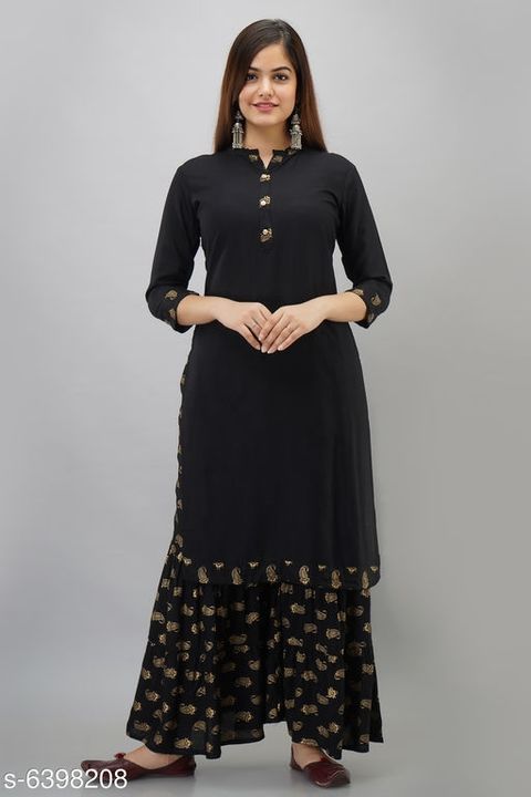 Women's solid rayon kurta with sahara uploaded by business on 8/23/2021