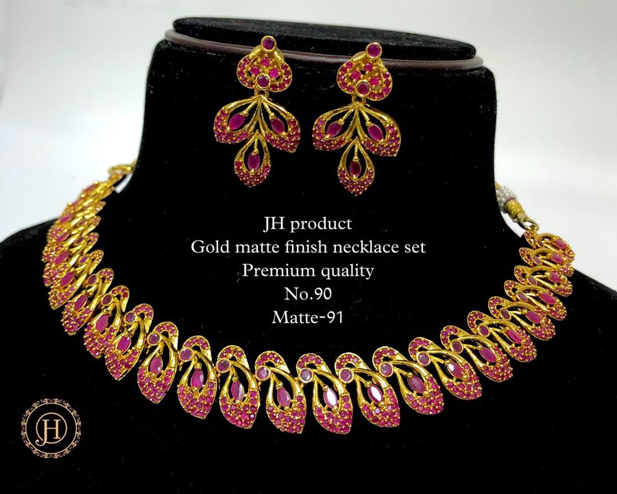 Ad stone Matte finish necklace set uploaded by Jewel house on 8/23/2021