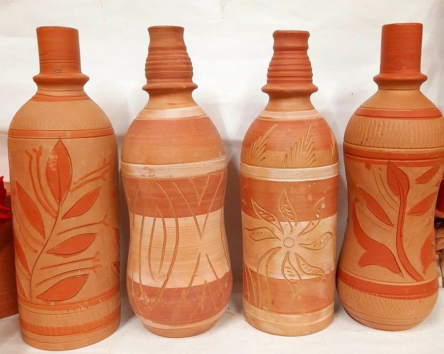 Handmade clay water bottle with lid uploaded by business on 9/1/2020