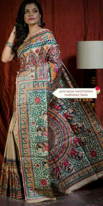 Tassar ghhicha Madhubani hand paint sillk saree  uploaded by Piyush hand loom on 8/23/2021
