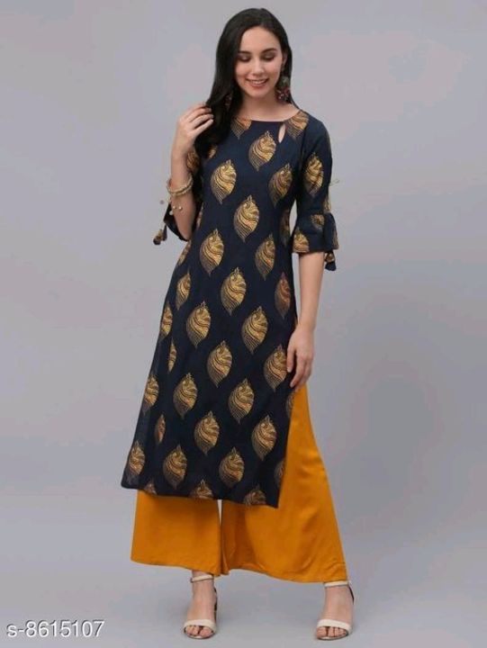 Women Rayon Straight Printed Long Kurti With Palazzos uploaded by Mohan fashions on 8/23/2021