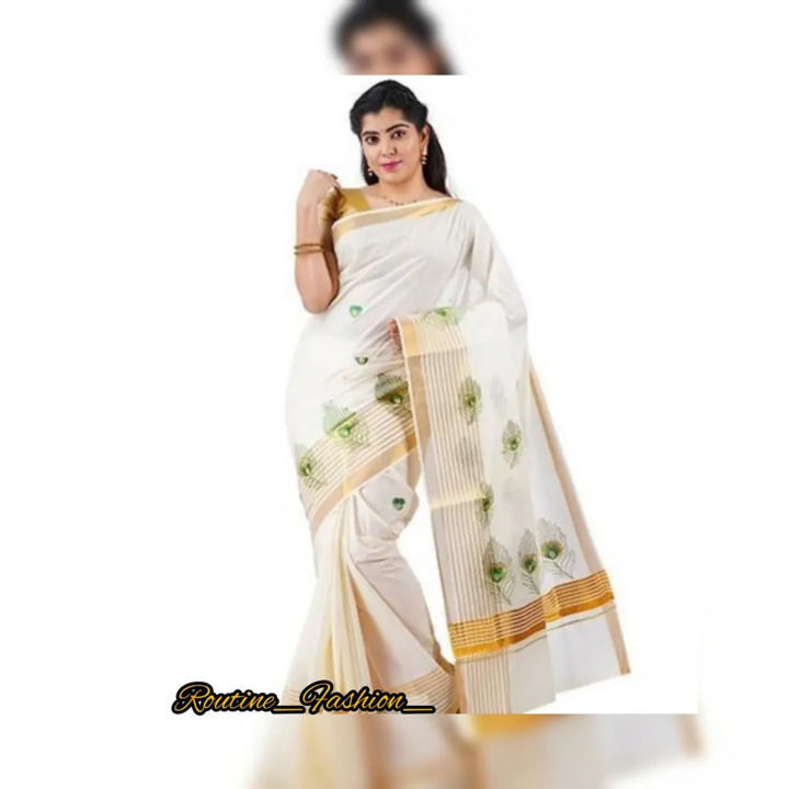 Kerala Kasavu Cotton Embroidered Sarees uploaded by business on 8/23/2021