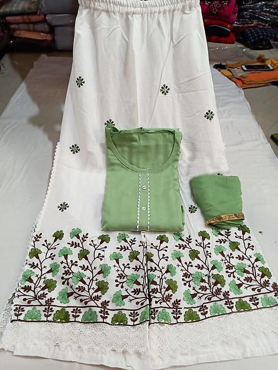 *Reyon kurta plazo set*

 Fabric Details 

Kurta Fabric: rayon 
with embroidery work

Plazo work  uploaded by business on 9/2/2020