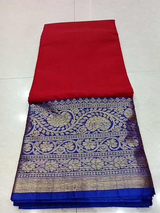 Women's banarsi border saree with unstiched blouse piece uploaded by Shreesh Enterprises on 8/24/2021