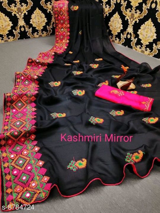 Mirror work saree uploaded by business on 8/24/2021