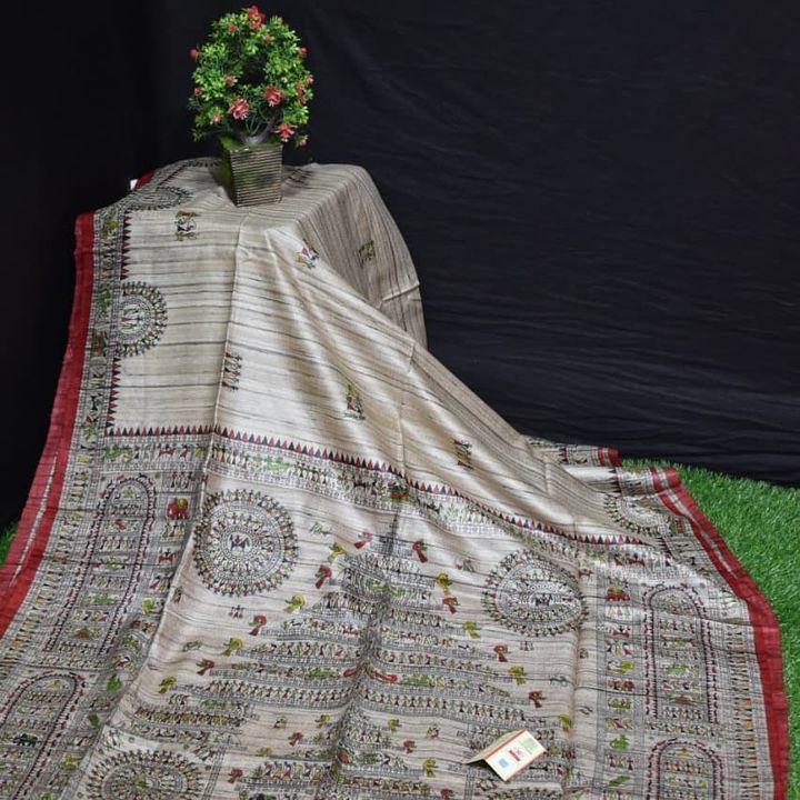 Tassar Ghicha printed saree uploaded by business on 8/24/2021