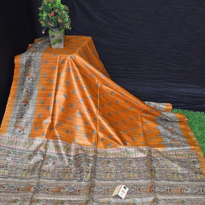 Tassar Ghicha printed saree uploaded by business on 8/24/2021