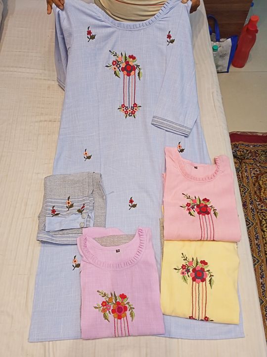Cotton pant set with resham work uploaded by business on 8/24/2021