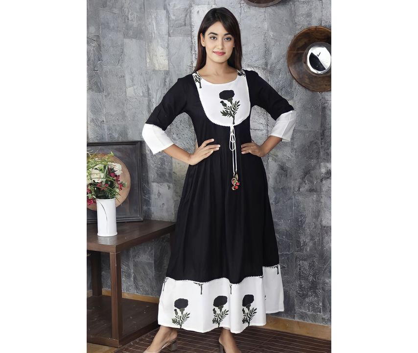 BLACK FLOWER GOWN ANARKALI DRESS uploaded by Shop with Ami on 8/25/2021