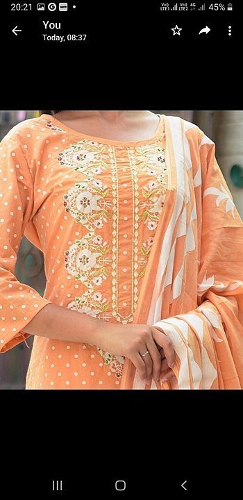 Cotton fabric suit 
Hand work 
And embroidery work 
Cotton duptta 
Size m only 
Price 799 free ship uploaded by A.S COLLECTION on 9/2/2020