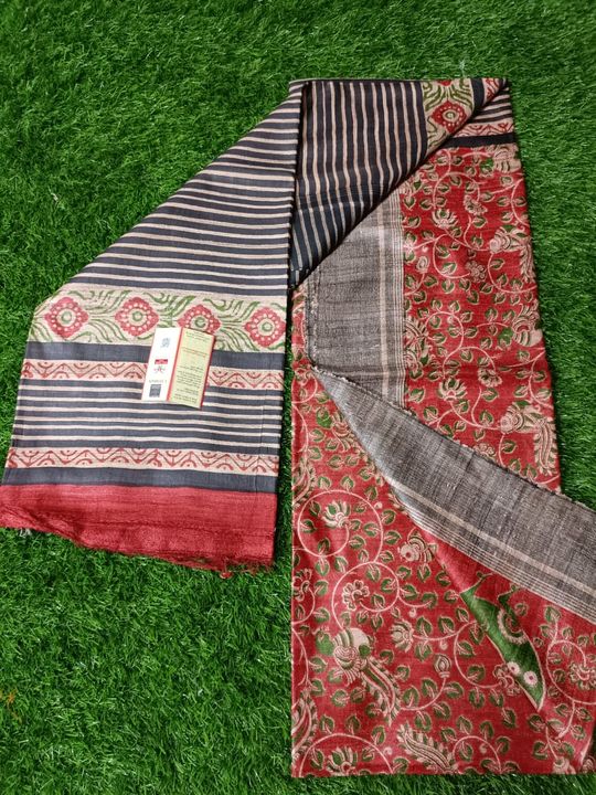 Pure gachi tashar hand block print saree with blouse uploaded by business on 8/26/2021