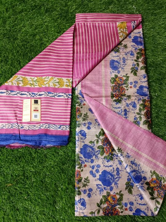 Pure gachi tashar hand block print saree with blouse uploaded by Art o craft on 8/26/2021