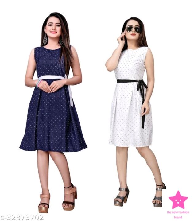 Post image Cod available✅💯
Combo dress price 599/- 
single dress price 349/- 

 Catalog Name:*Trendy Fabulous Women Dresses*
Fabric: Crepe
Sleeve Length: Sleeveless
Pattern: Printed
Multipack: 2
Sizes:
S (Bust Size: 36 in, Length Size: 36 in) 
M (Bust Size: 38 in, Length Size: 36 in) 
L (Bust Size: 40 in, Length Size: 36 in) 
XL (Bust Size: 42 in, Length Size: 36 in) 
XXL (Bust Size: 44 in, Length Size: 36 in) 

Easy Returns Available In Case Of Any Issue
*Proof of Safe Delivery! Click to know on Safety Standards of Delivery Partners