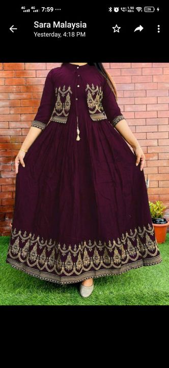 Rayon zari heavy gown uploaded by Radhey collection on 8/26/2021