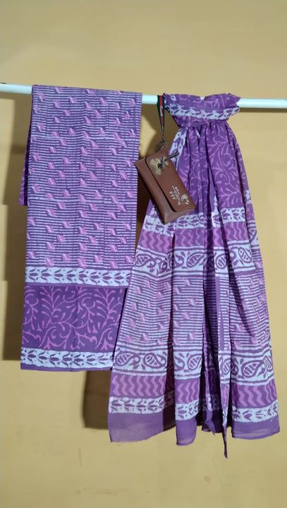 Soft and beautiful hand block printed cotton suit set with cotton dupatta. uploaded by Khushi Printers on 8/26/2021