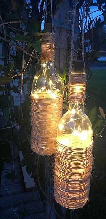 Jute hanging bottle with lights uploaded by business on 9/2/2020