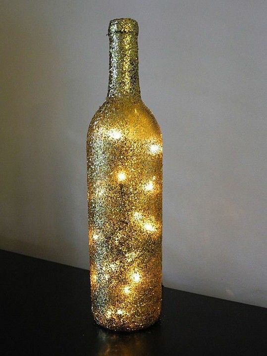 Golden glitter bottle with led lights  uploaded by business on 9/2/2020