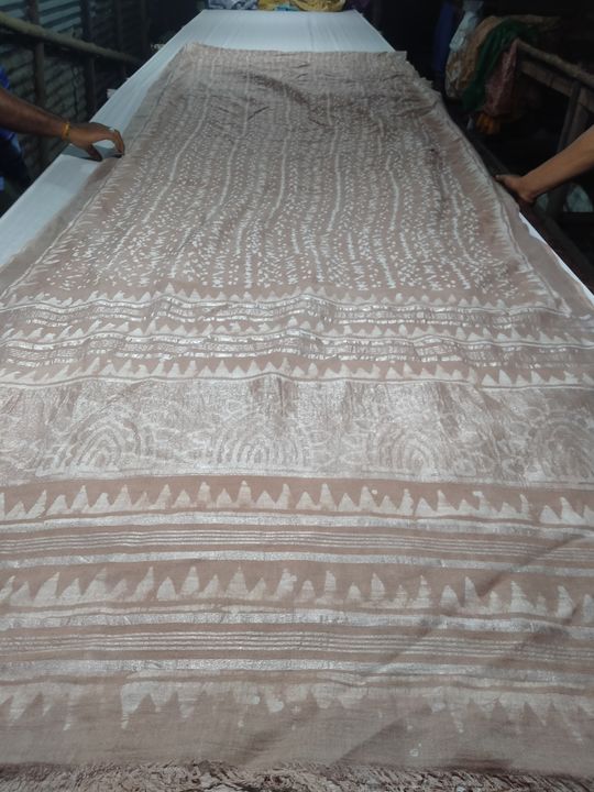 Cotton linen hand batik saree uploaded by business on 8/26/2021