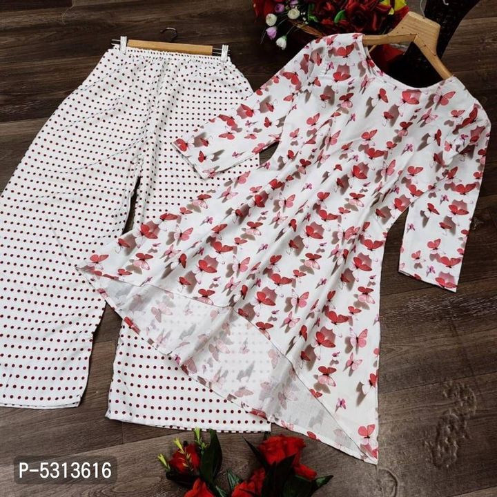 Stylish rayon solid top with crepe palazoo set uploaded by All youth generation shopping on 8/26/2021