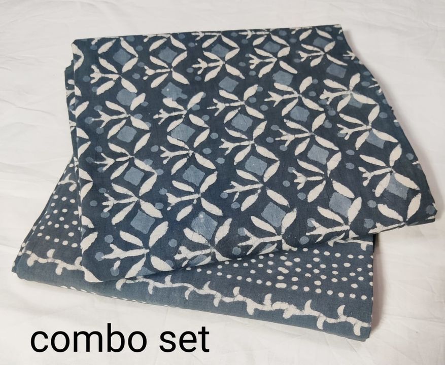 Pure indigo hand block primt fabric coton uploaded by Yash Handicrafts on 8/26/2021